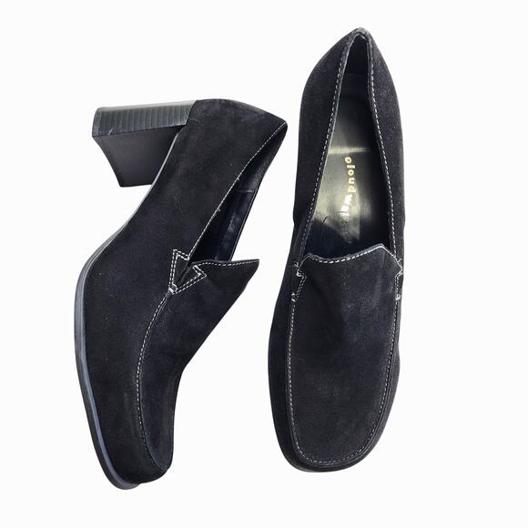 Cloudwalkers Womens Voyage Mules Size 10WW Wide Black Suede Leather Slip On Heel - Picture 1 of 10